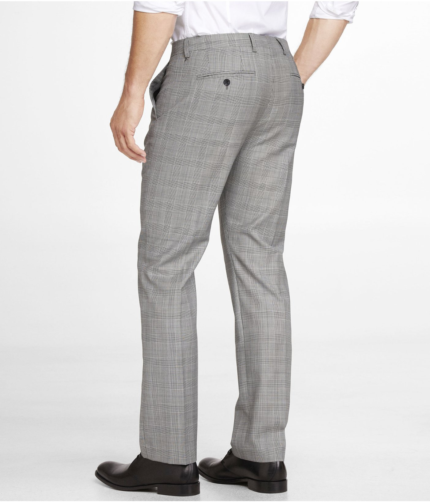 black and gray plaid pants
