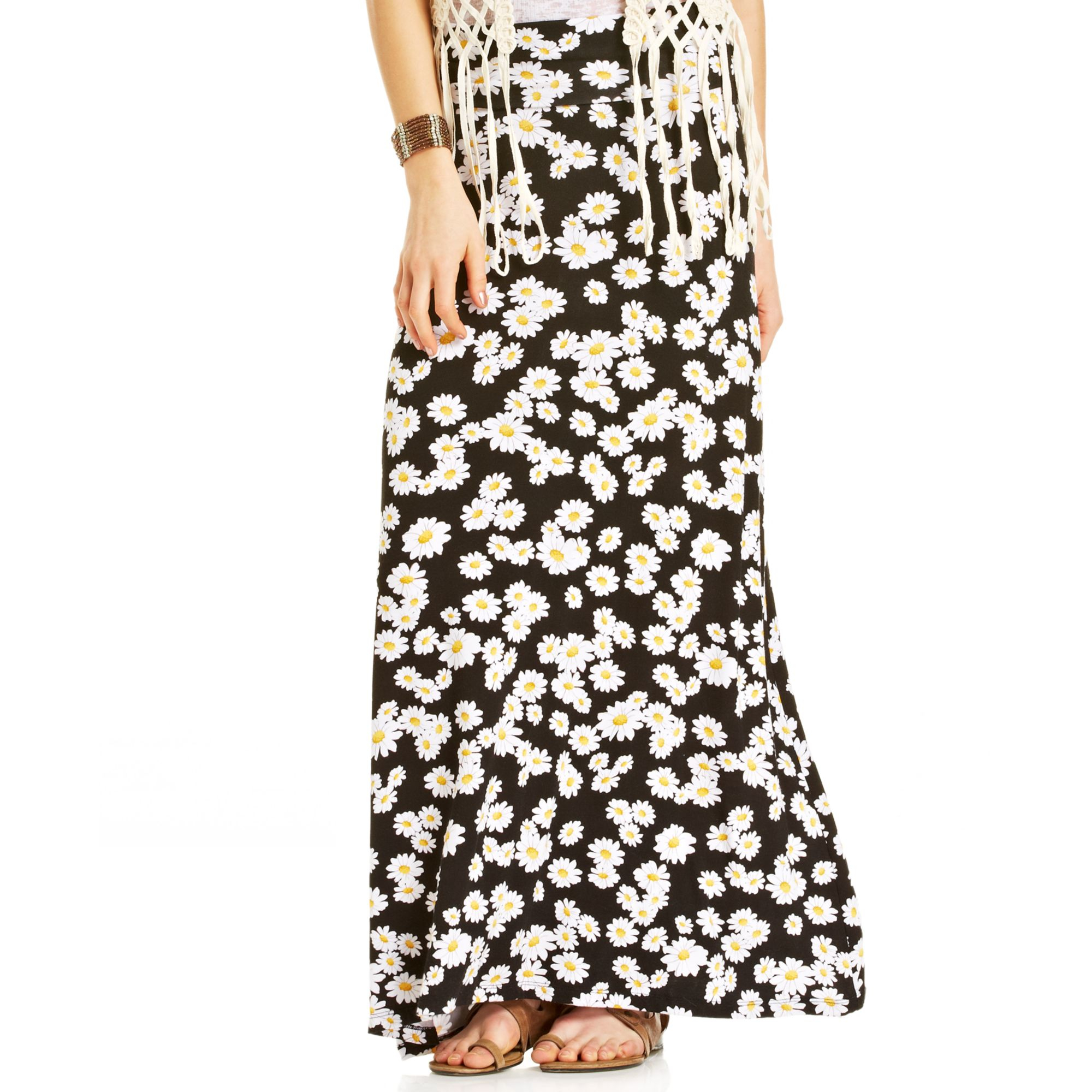 daisy print maxi skirt