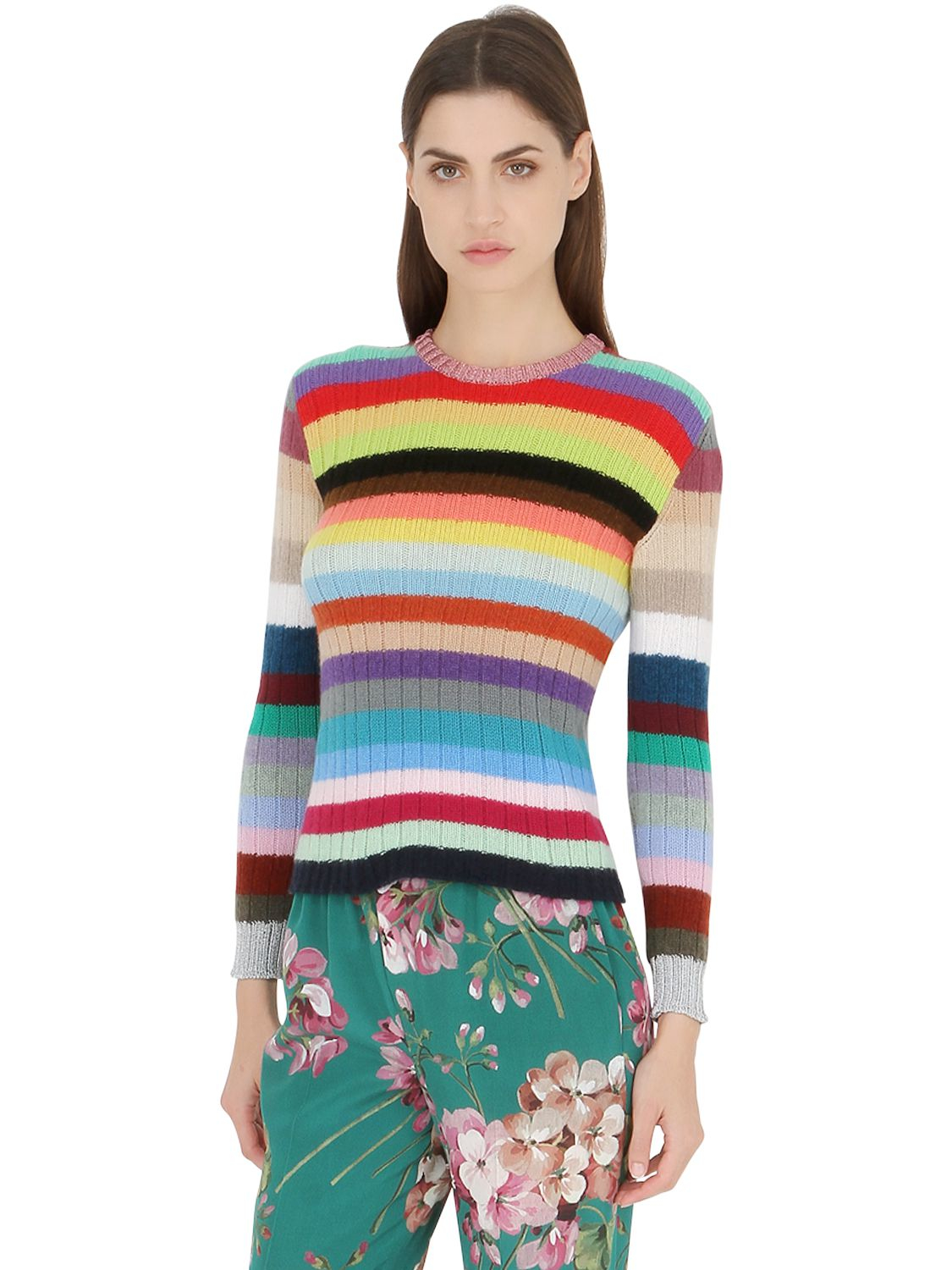 Gucci Rainbow-stripes Cashmere And Wool-blend Cardigan | Lyst