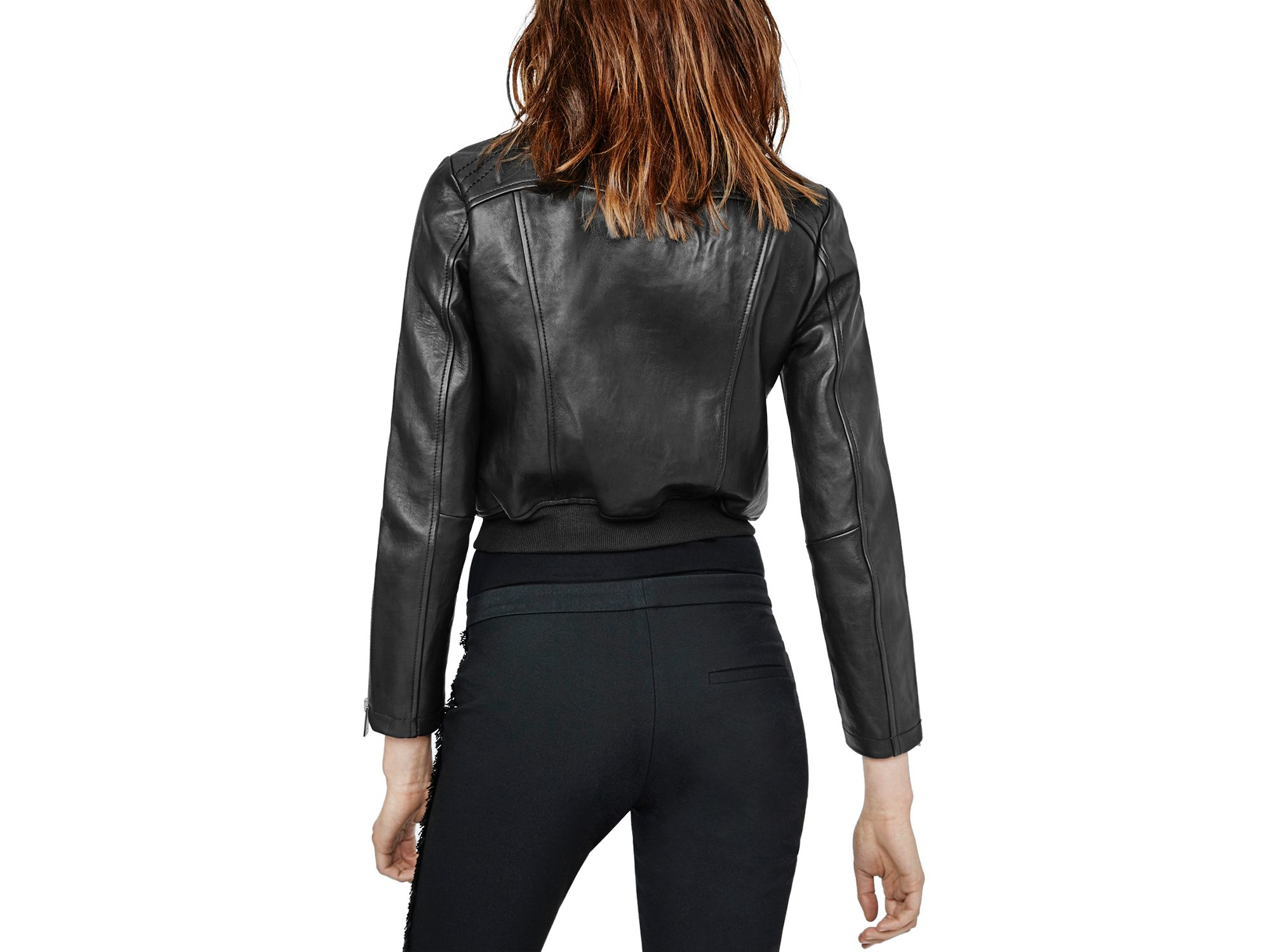 Maje Baby Leather Bomber Jacket in 