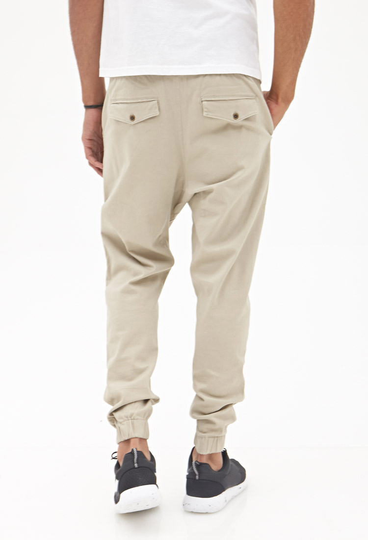 Lyst - Forever 21 Woven Drawstring Joggers in Natural for Men