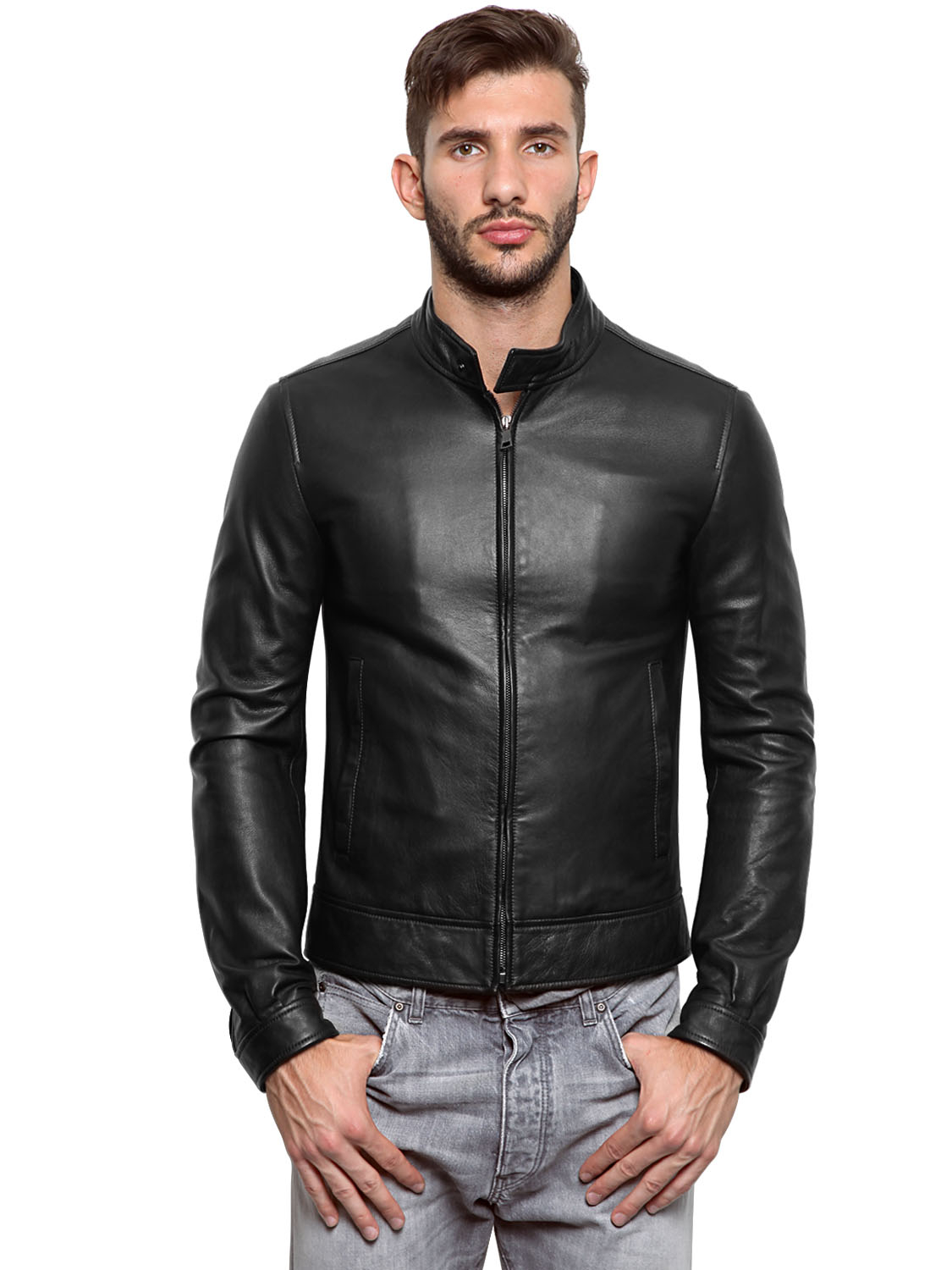 Dolce & Gabbana Nappa Leather Biker Jacket in Black for Men | Lyst