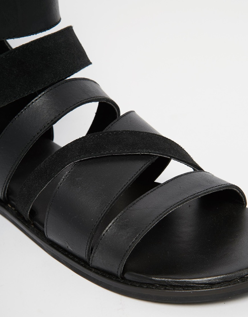 ASOS Gladiator Sandals In Black Leather for Men - Lyst