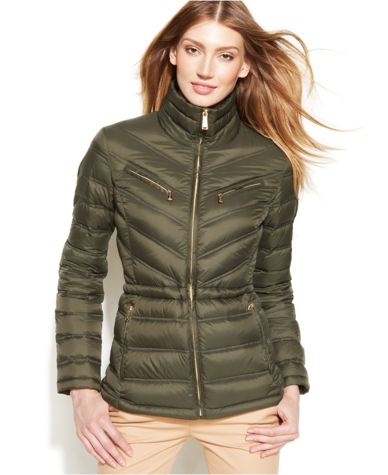 olive green michael kors coat
