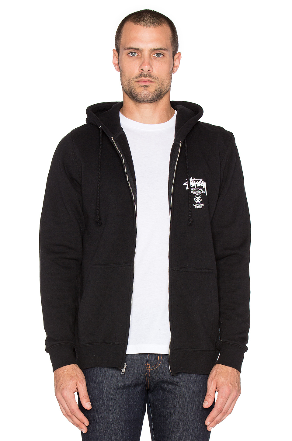 Stussy World Tour Zip Hoodie in Black for Men | Lyst