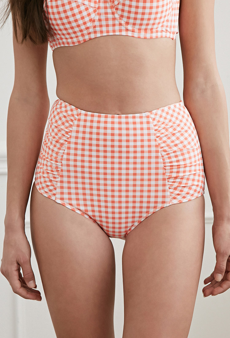 high waisted checkered bikini bottoms