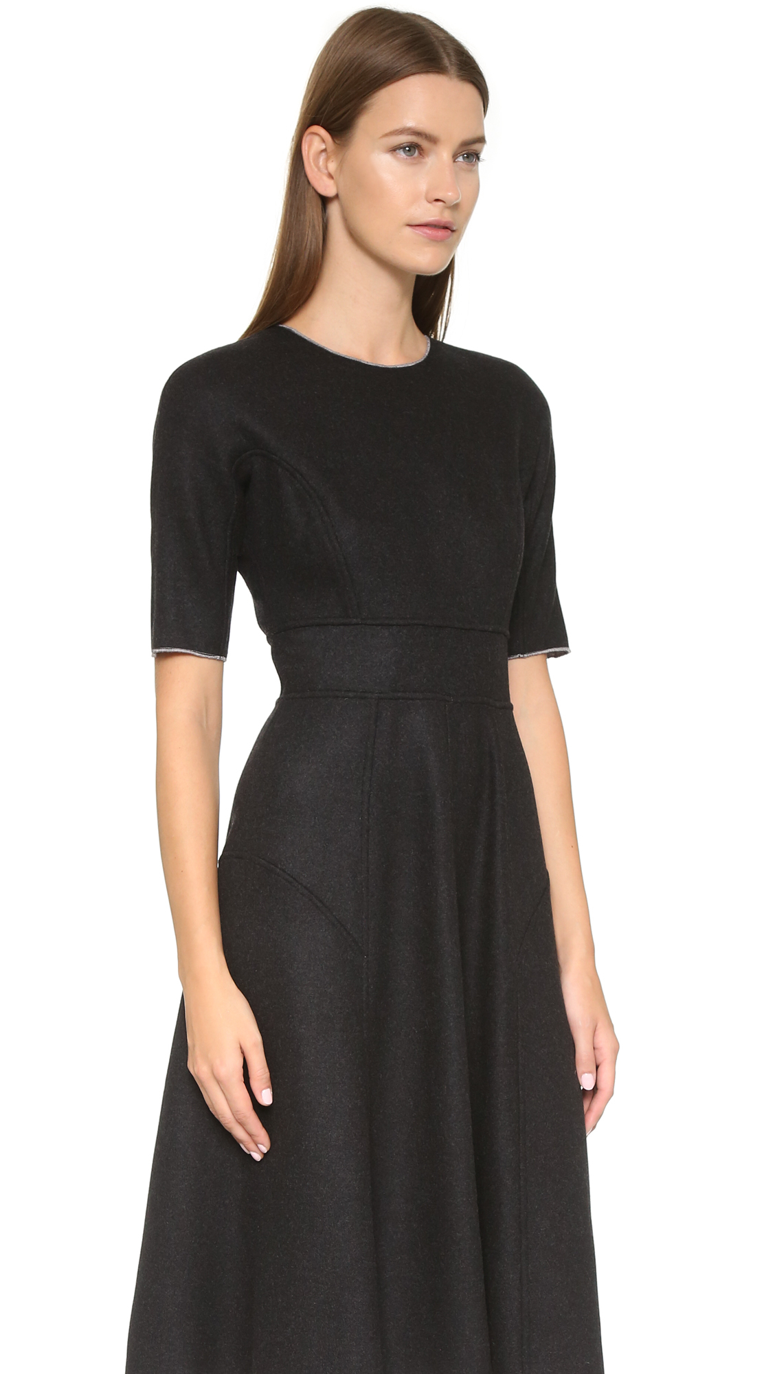 Lela Rose Reversible Cashmere Dress - Grey/black | Lyst