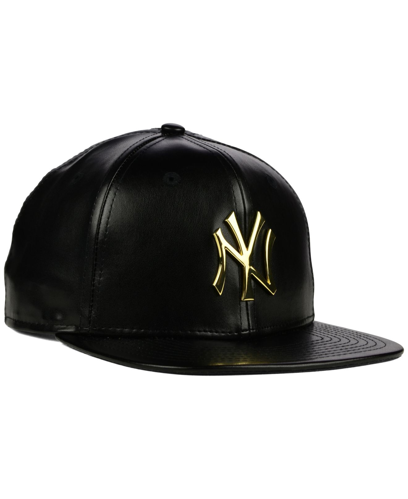 Vervoer Of later noorden KTZ New York Yankees Faux Leather 9fifty Strapback Cap in Black | Lyst