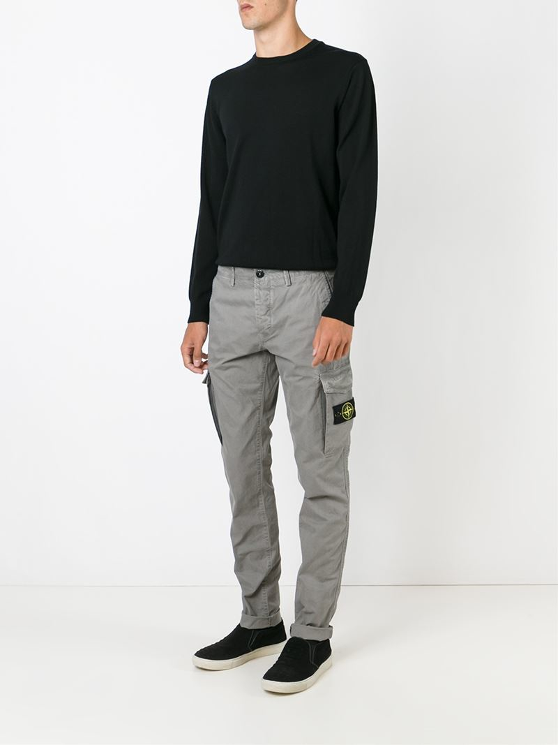 Stone Island Slim Fit Cargo Trousers in Gray for Men | Lyst