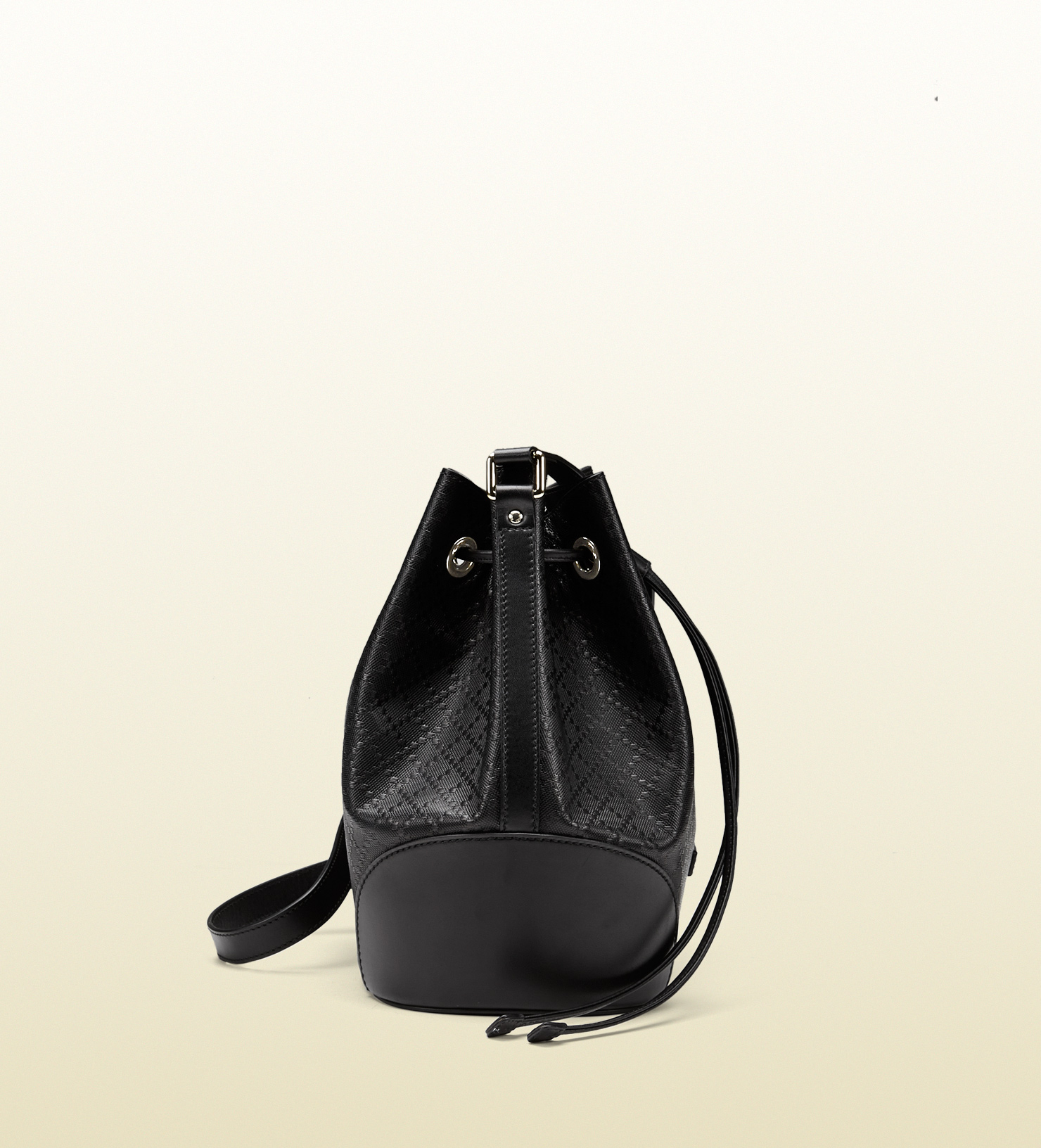 Lyst - Gucci Bright Diamante Leather Bucket Bag in Black