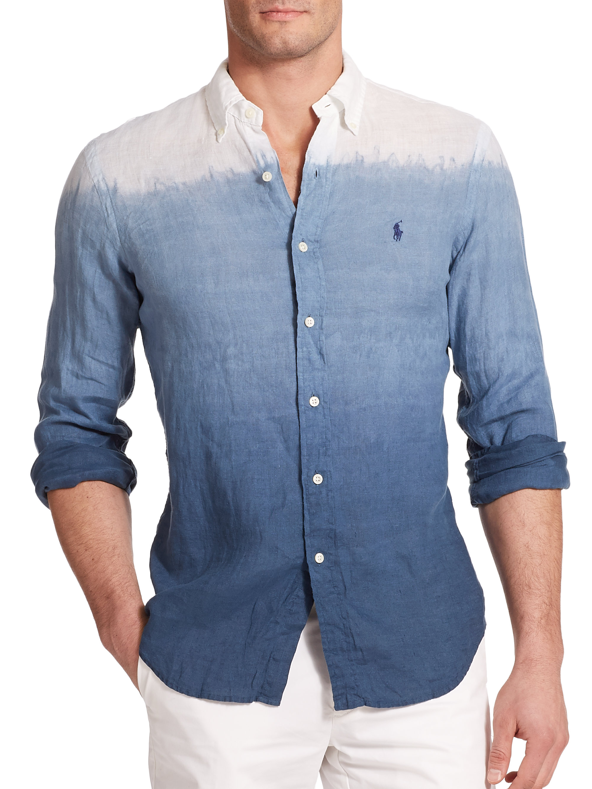 Polo Ralph Lauren Dip-Dyed Linen Sportshirt in Blue for Men - Lyst
