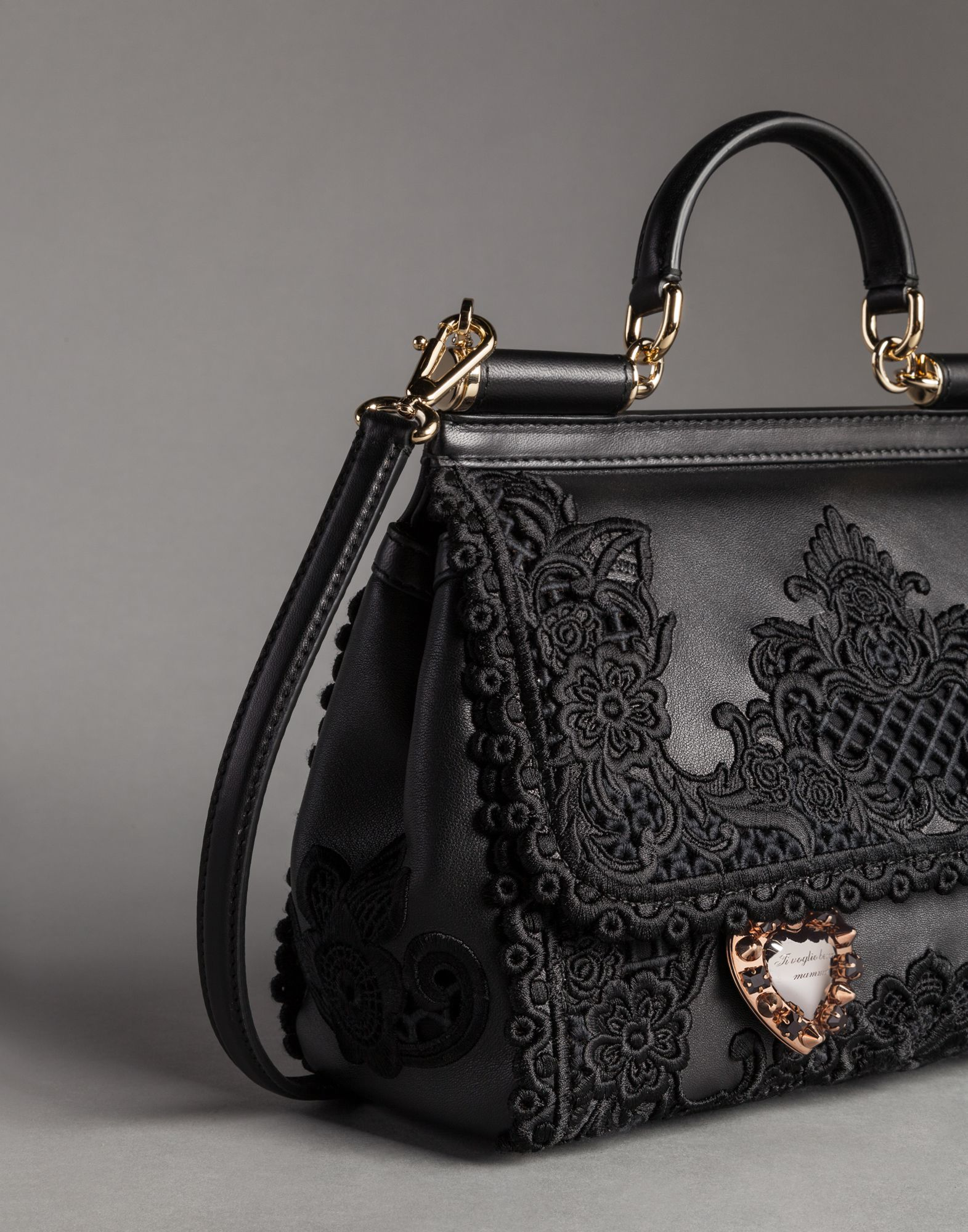 Lyst Dolce Gabbana Macramé Lace On Napa Leather Mamma Bag In Black Gallery