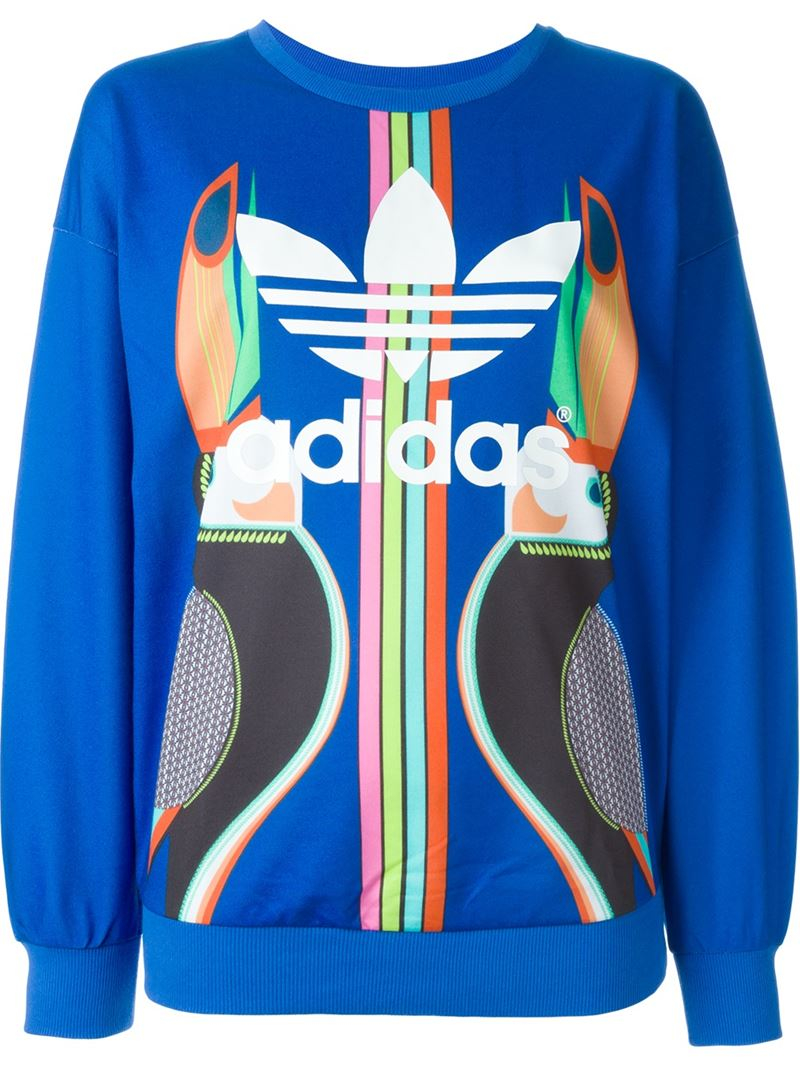 adidas Originals Toucan Print Sweatshirt in Blue | Lyst