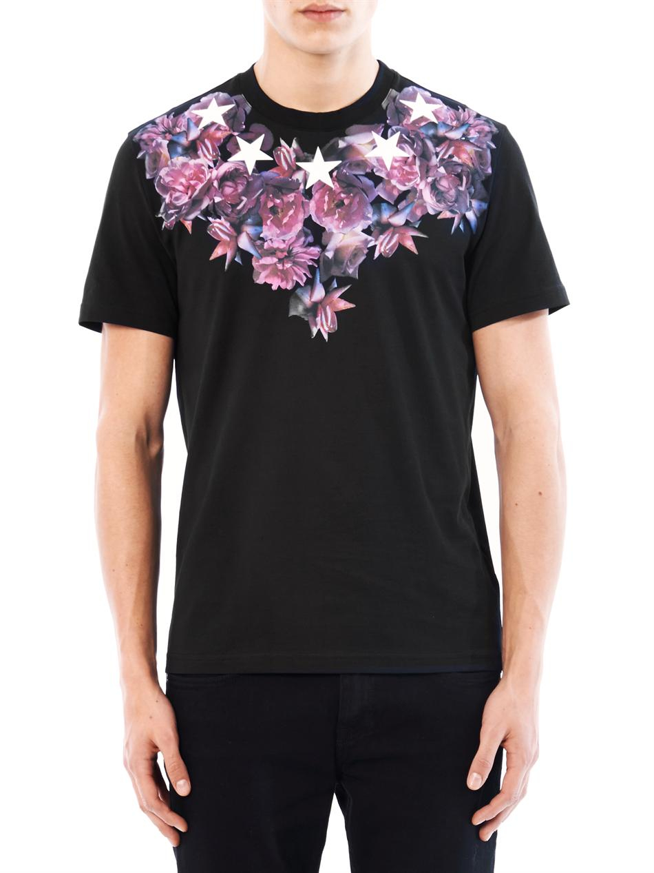 Givenchy Rose and Starsprint Cotton Tshirt in Black for Men | Lyst