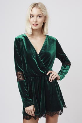 green velvet playsuit