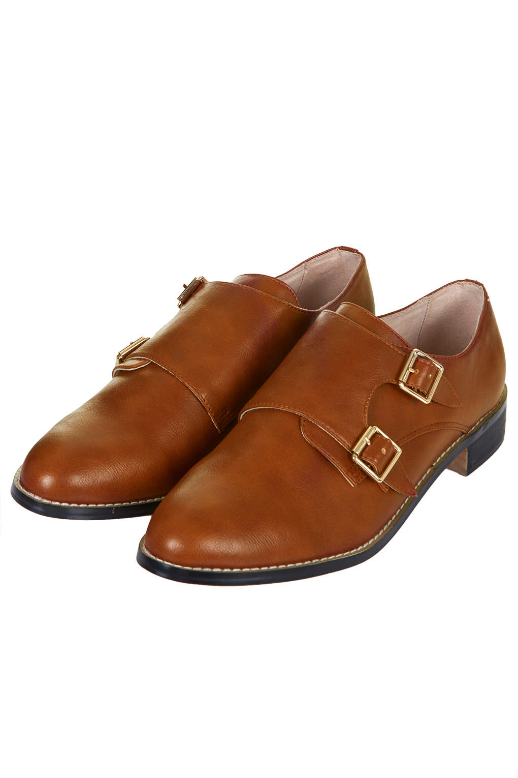 Topshop Fleetwood Buckle Monk Shoes Tan in Brown (TAN) | Lyst