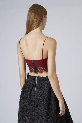 TOPSHOP Lace Bralet in Red - Lyst
