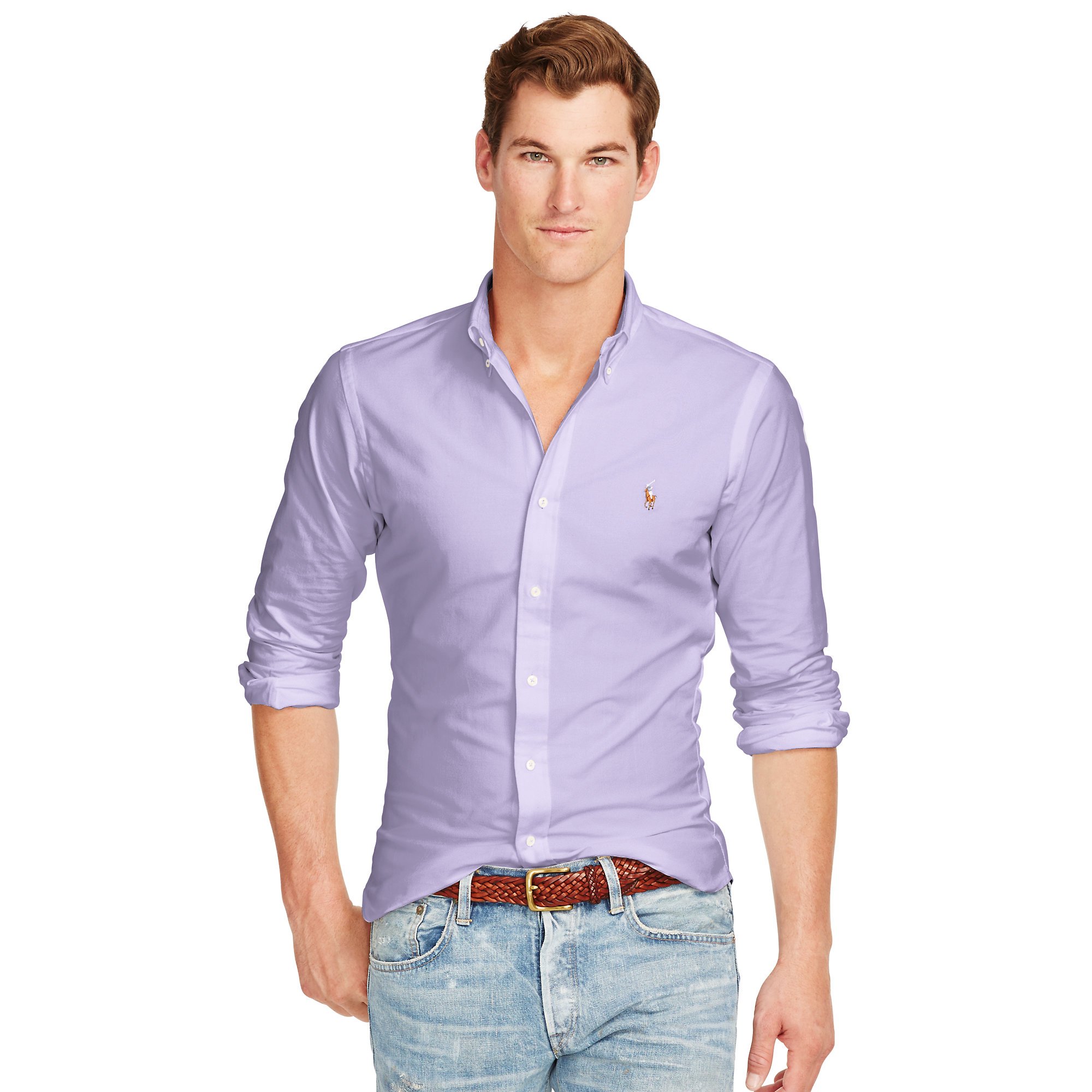 Polo Ralph Lauren Cotton Slim-fit Stretch Oxford Shirt in Violet (Purple)  for Men | Lyst