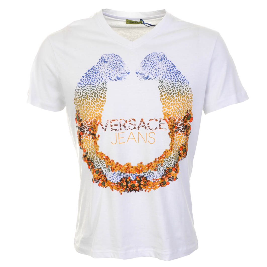 Versace Jeans Tiger Logo T Shirt in White for Men Lyst