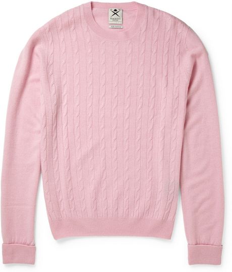 Hackett Mayfair Cableknit Cashmere Sweater in Pink for Men | Lyst