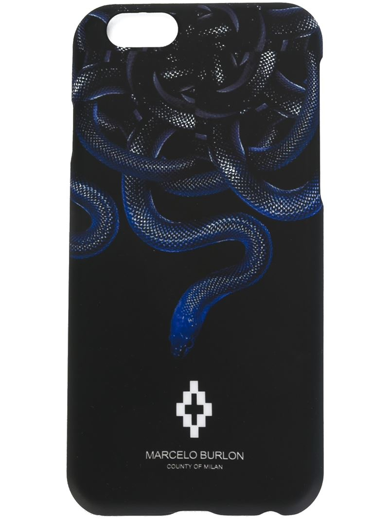 bidragyder det sidste Gummi Marcelo Burlon Snake Print Iphone 6 Cover in Black - Lyst