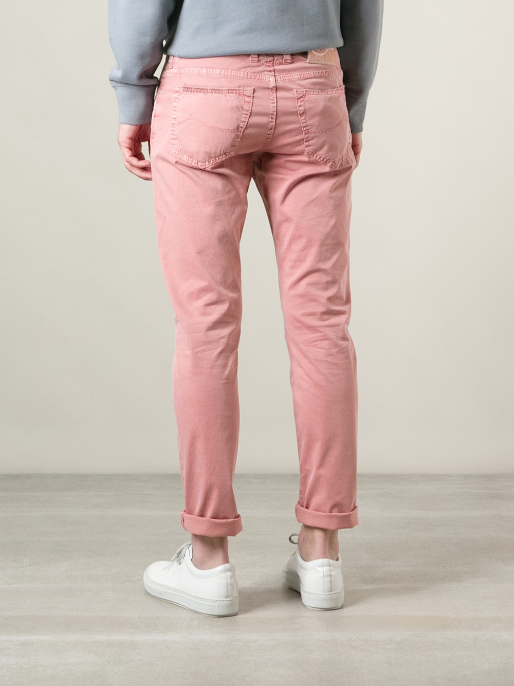 mens pink denim jeans