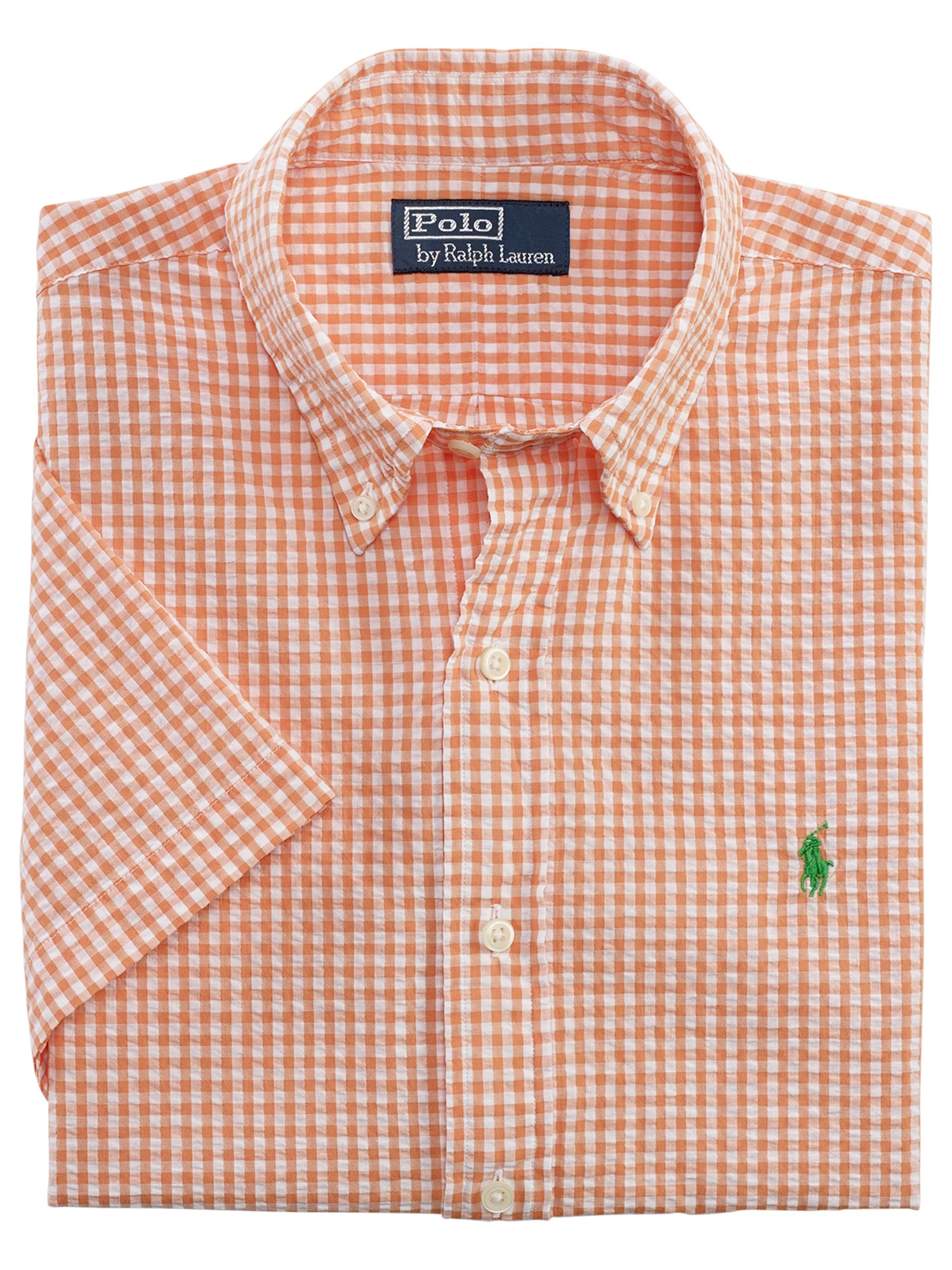 Polo ralph lauren Gingham Check Short Sleeve Shirt in Orange for Men | Lyst