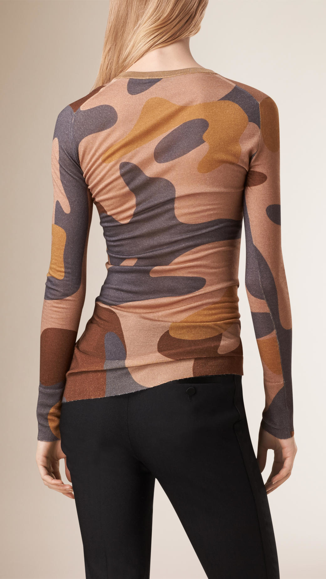 camouflage silk blouse