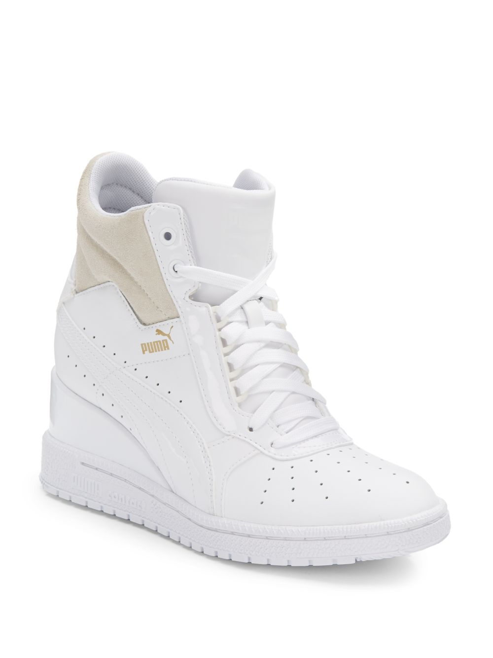 PUMA Advantage Leather Wedge Sneakers in White - Lyst