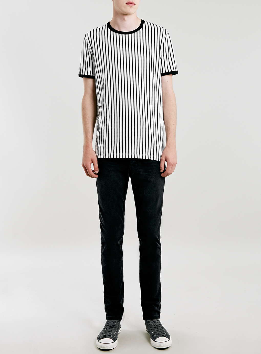 TOPMAN Black Vertical Stripe T-shirt for Men - Lyst