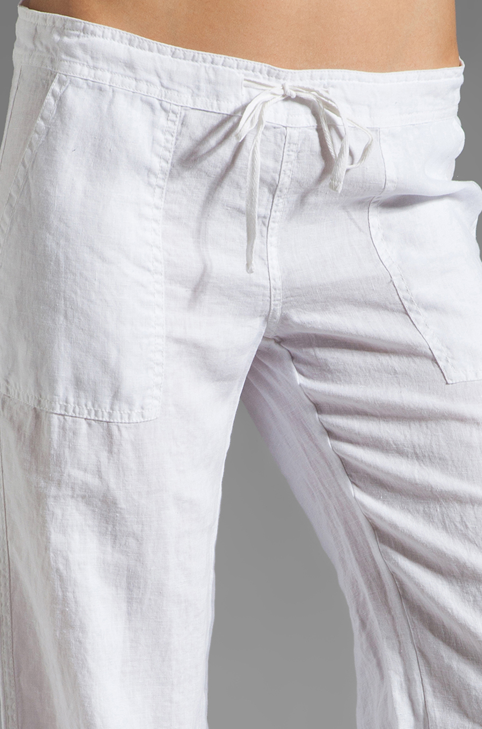 white linen drawstring pants