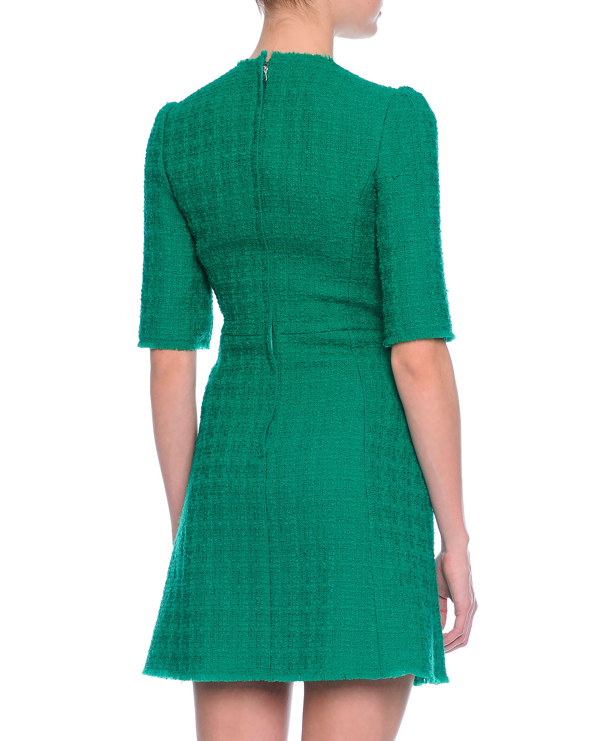 green tweed dress