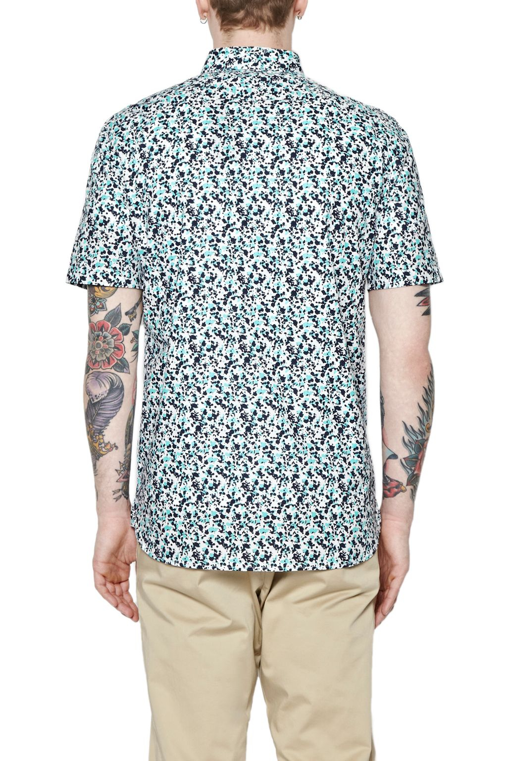French connection Pattern Slim Fit Short Sleeve Button Down Shirt in