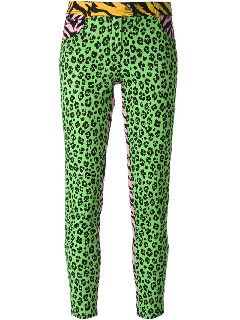 green leopard print jeans