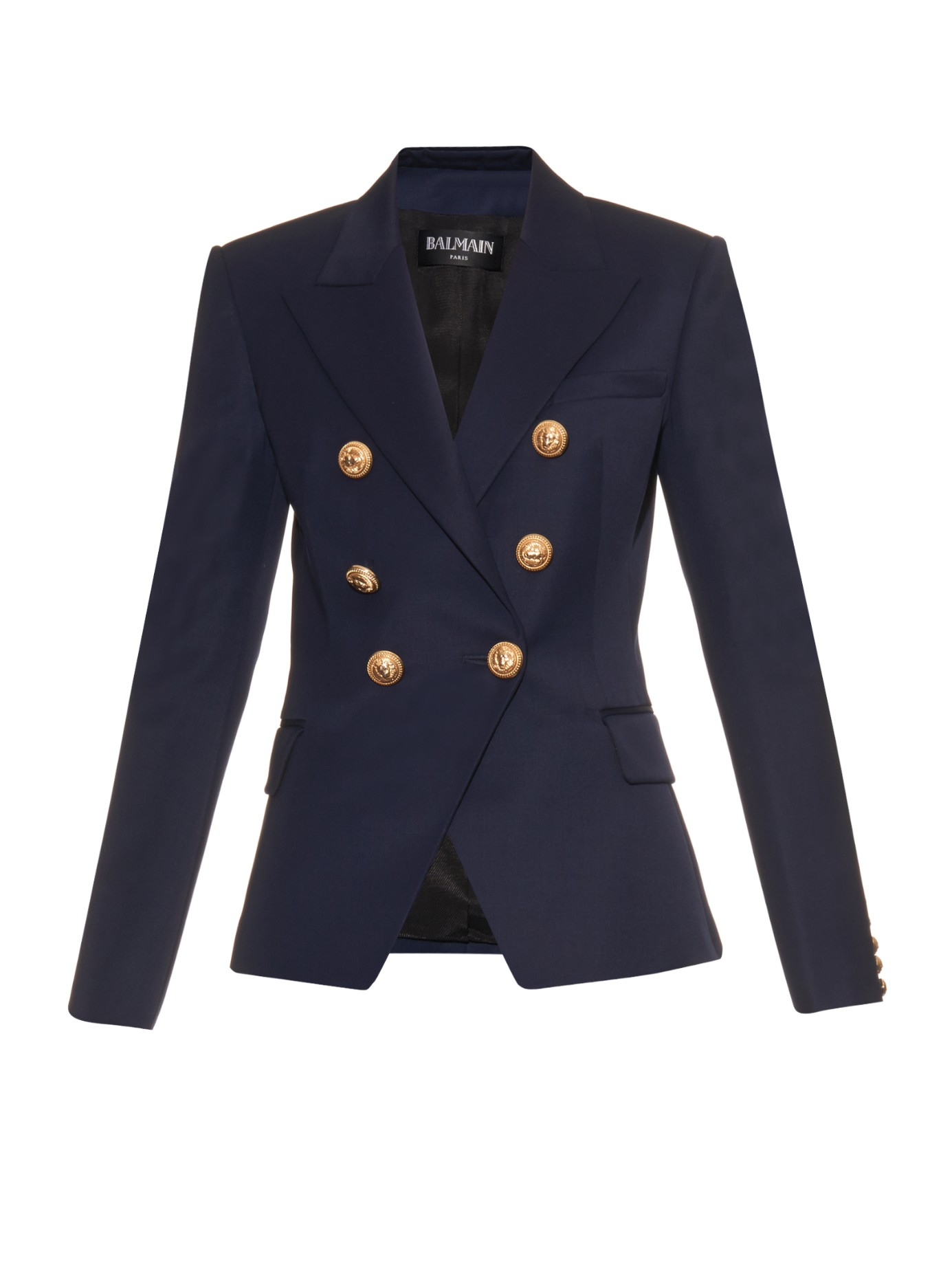 Balmain Double-breasted Wool-twill Jacket in Blue (NAVY) | Lyst