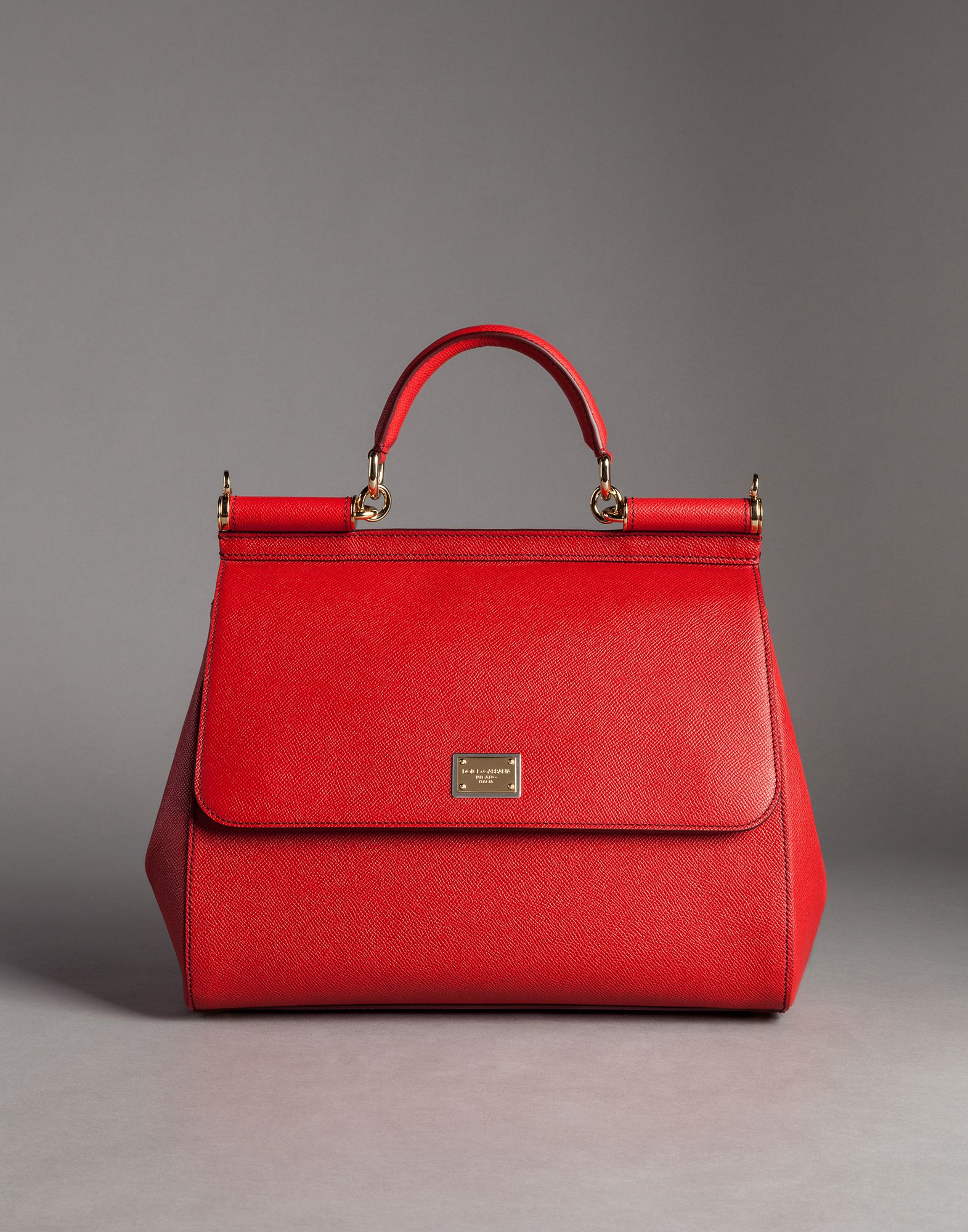 Dolce & Gabbana Large Sicily Bag In Dauphine Print Leather in Red 