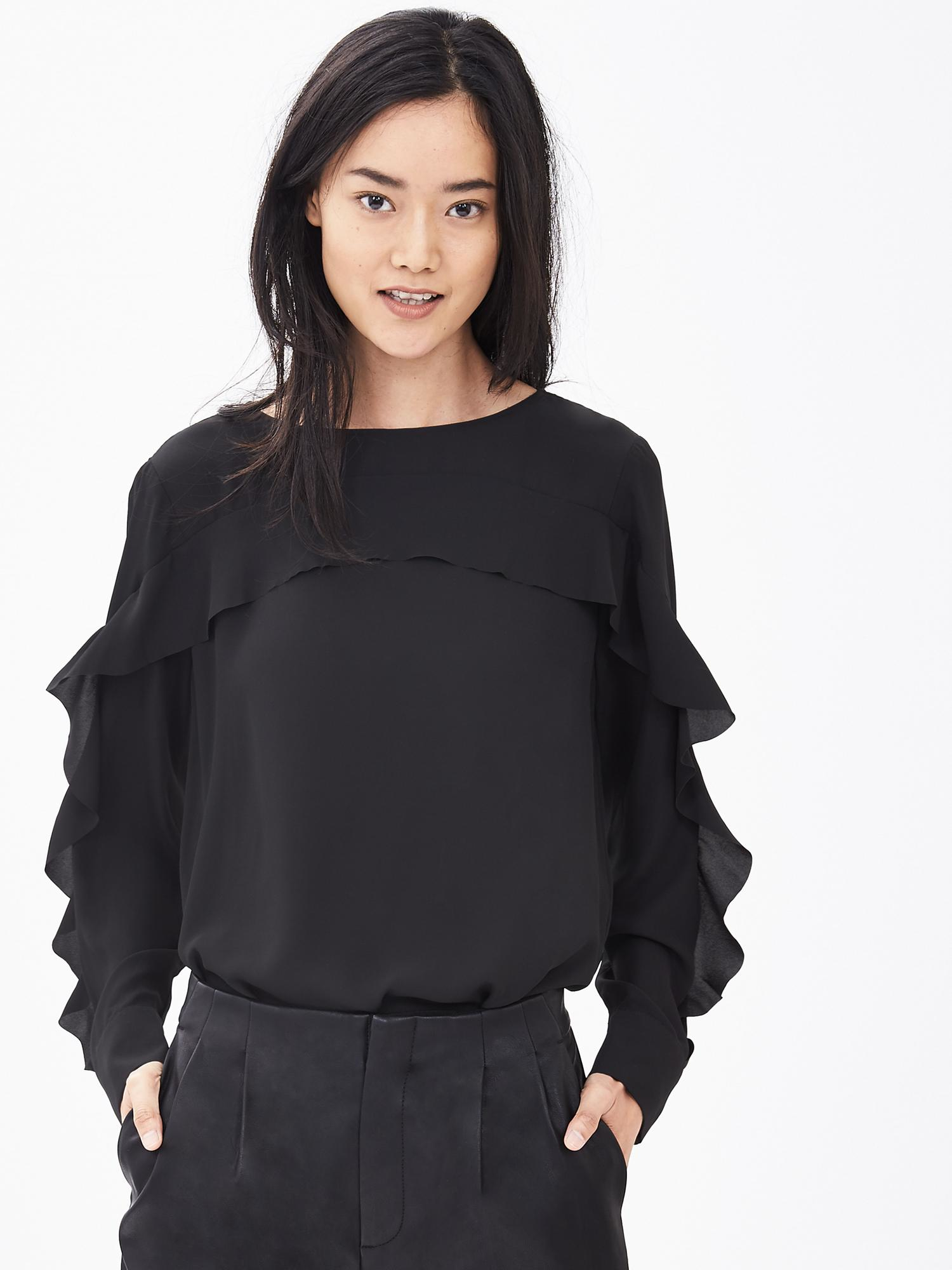 banana republic black silk blouse