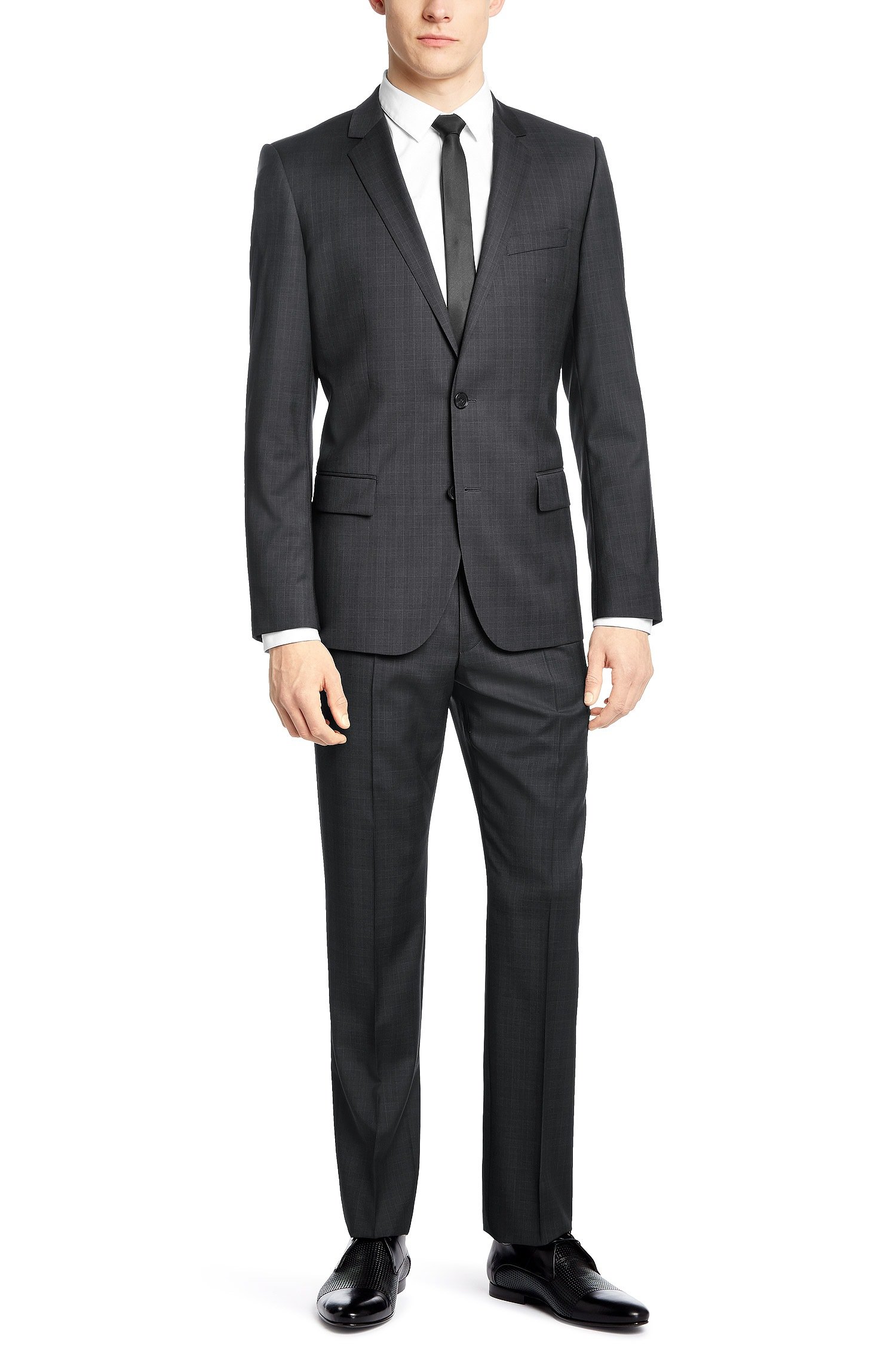 HUGO 'Amaro/Heise' | Slim Fit, Super 120 Italian Virgin Wool Suit in Black  for Men | Lyst