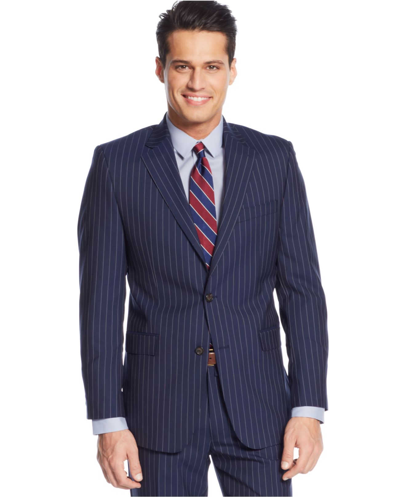 ralph lauren navy pinstripe suit
