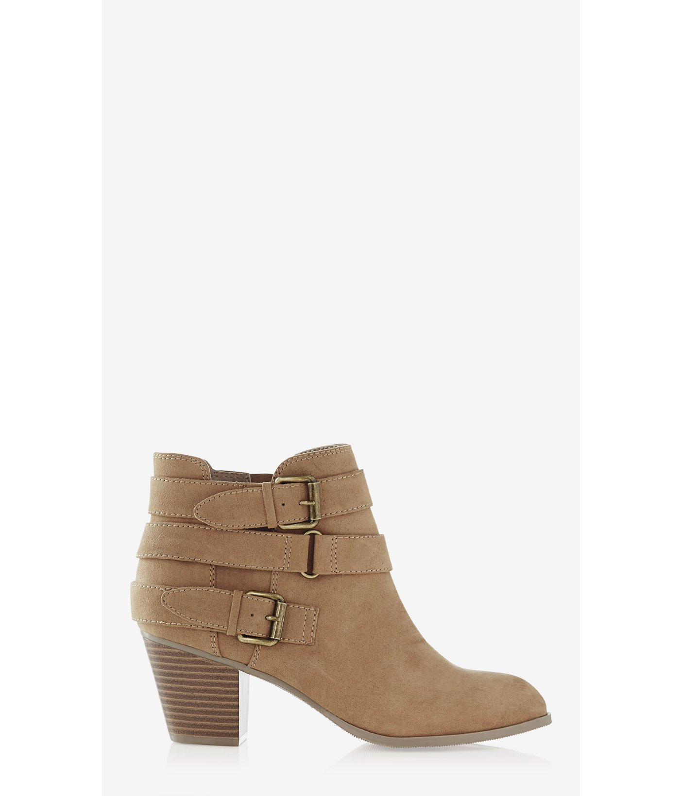 Lyst - Express Triple Strap Heeled Bootie in Natural