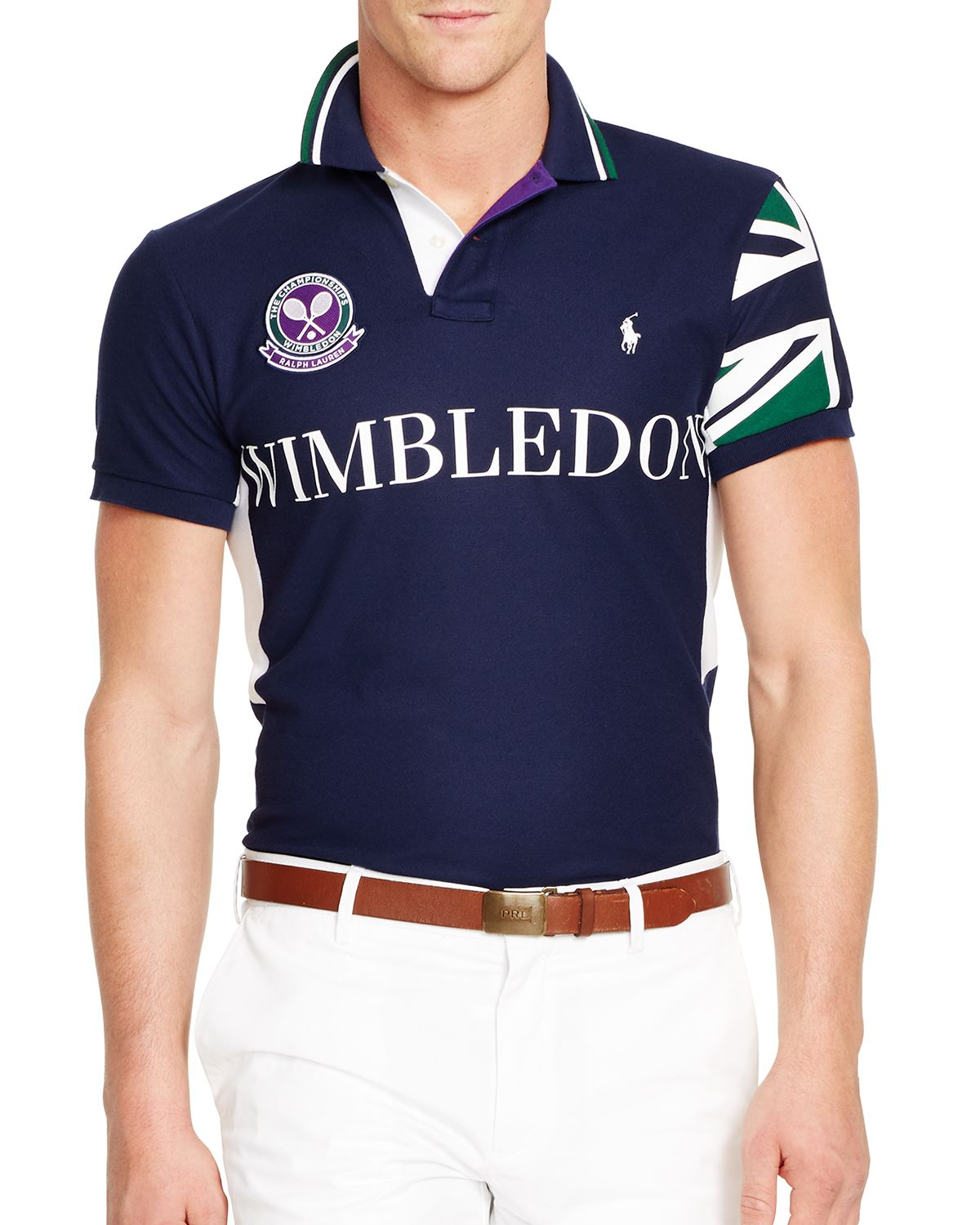 Ralph Lauren Polo Wimbledon Flag-collar Polo Shirt - Slim Fit in Blue