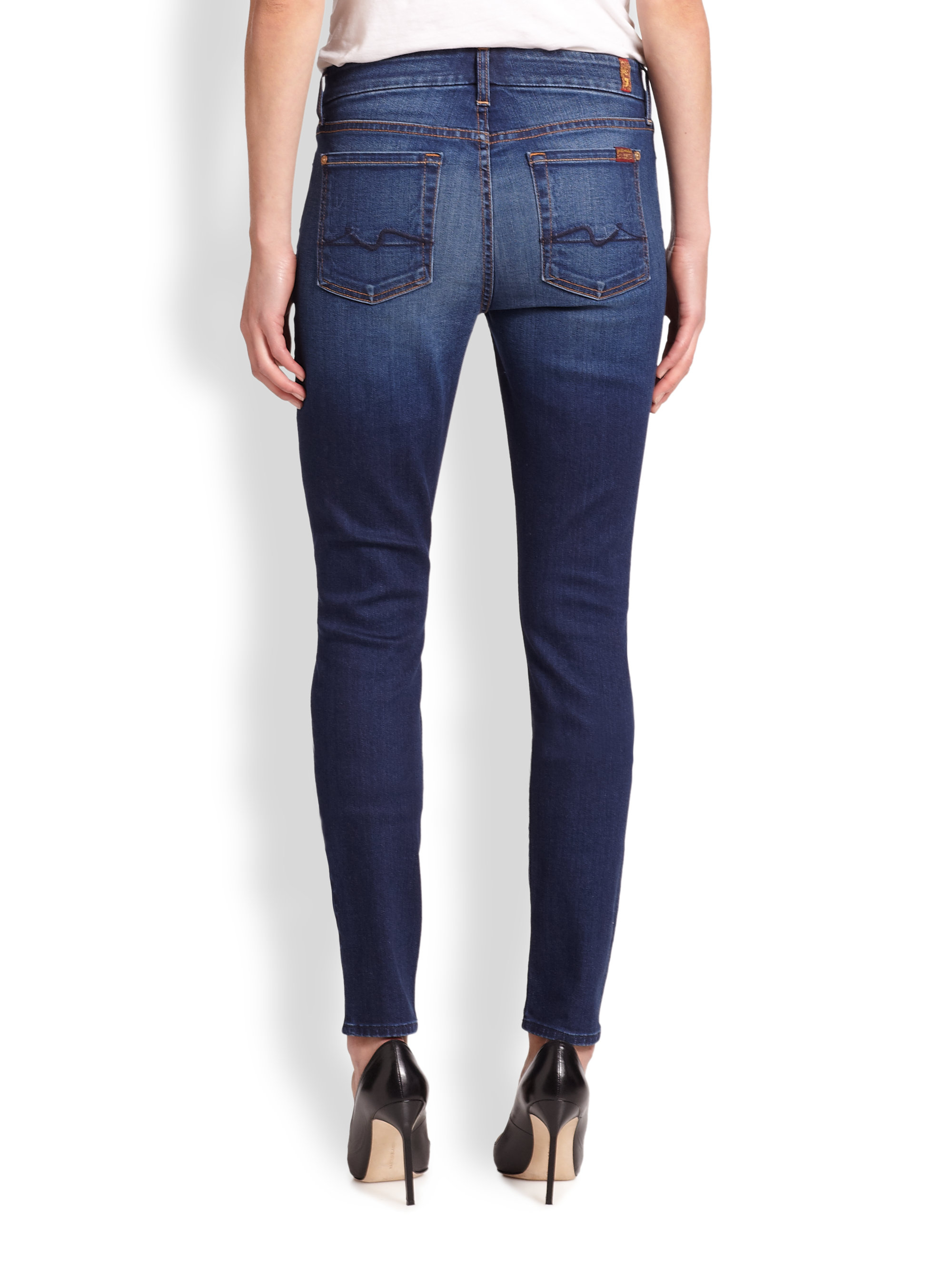 7 for all mankind Slim Illusion Skinny Jeans in Blue (GENEVA BLUE) Lyst