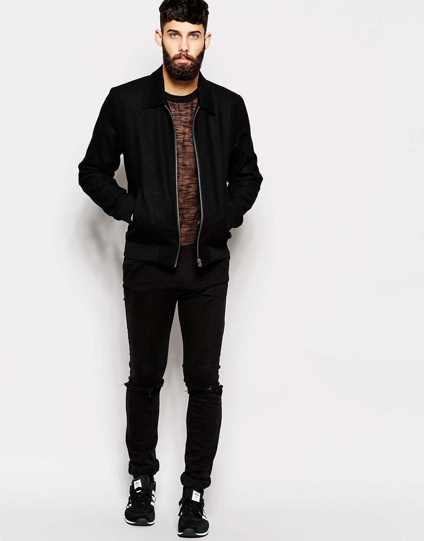 ASOS Sweater In Sheer Knit in Black for 