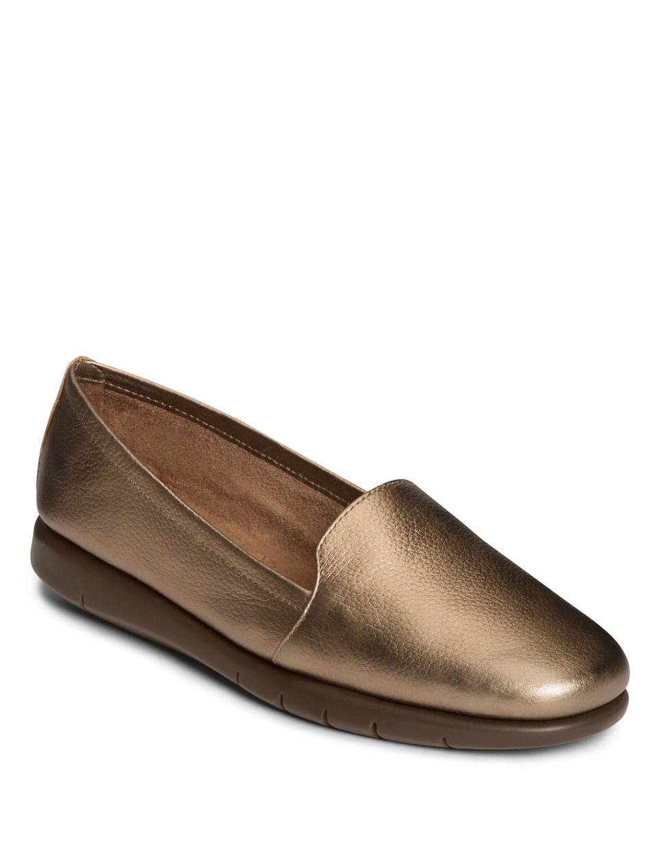 Aerosoles Fameshow Leather Loafers in Gold (Bronze Leather) | Lyst