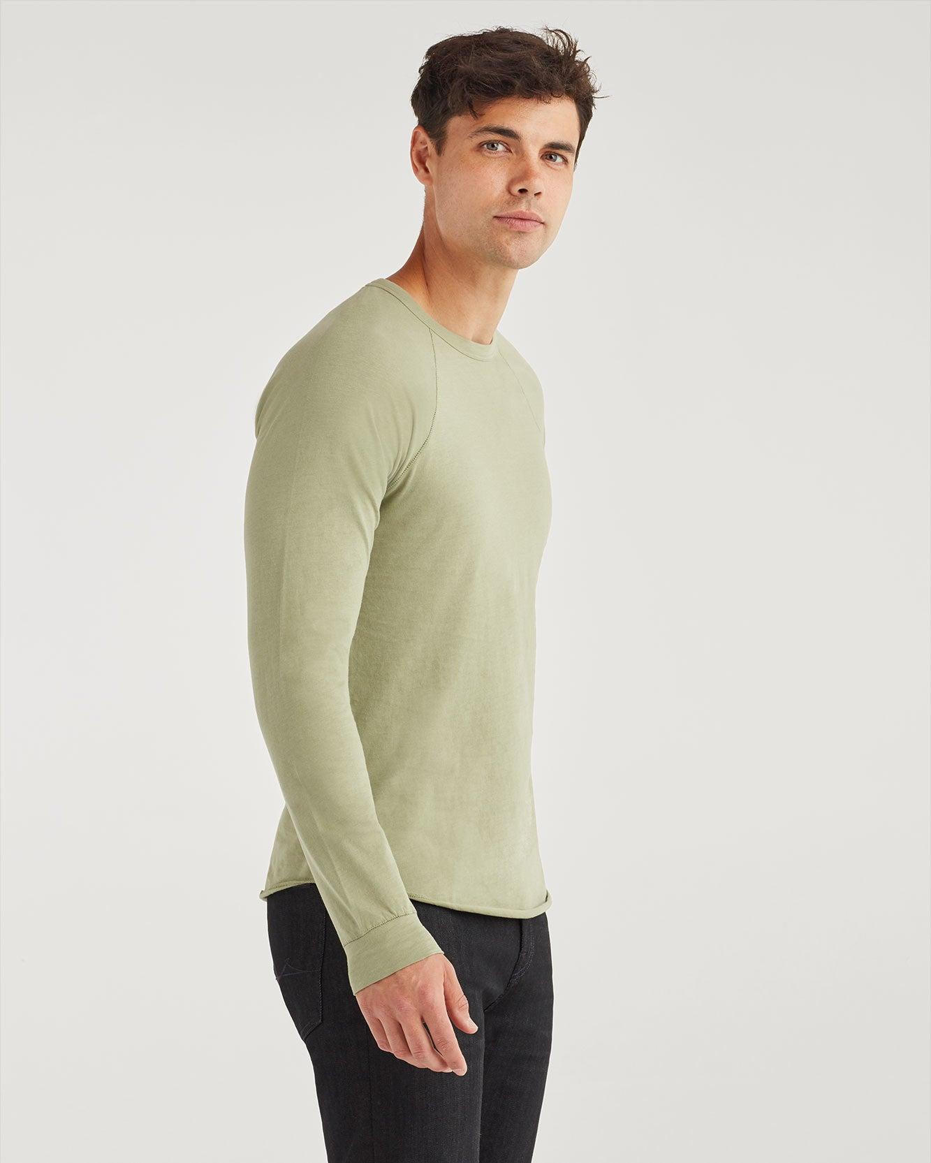 7 For All Mankind Cotton Long Sleeve Raglan Shirt In Light Army in