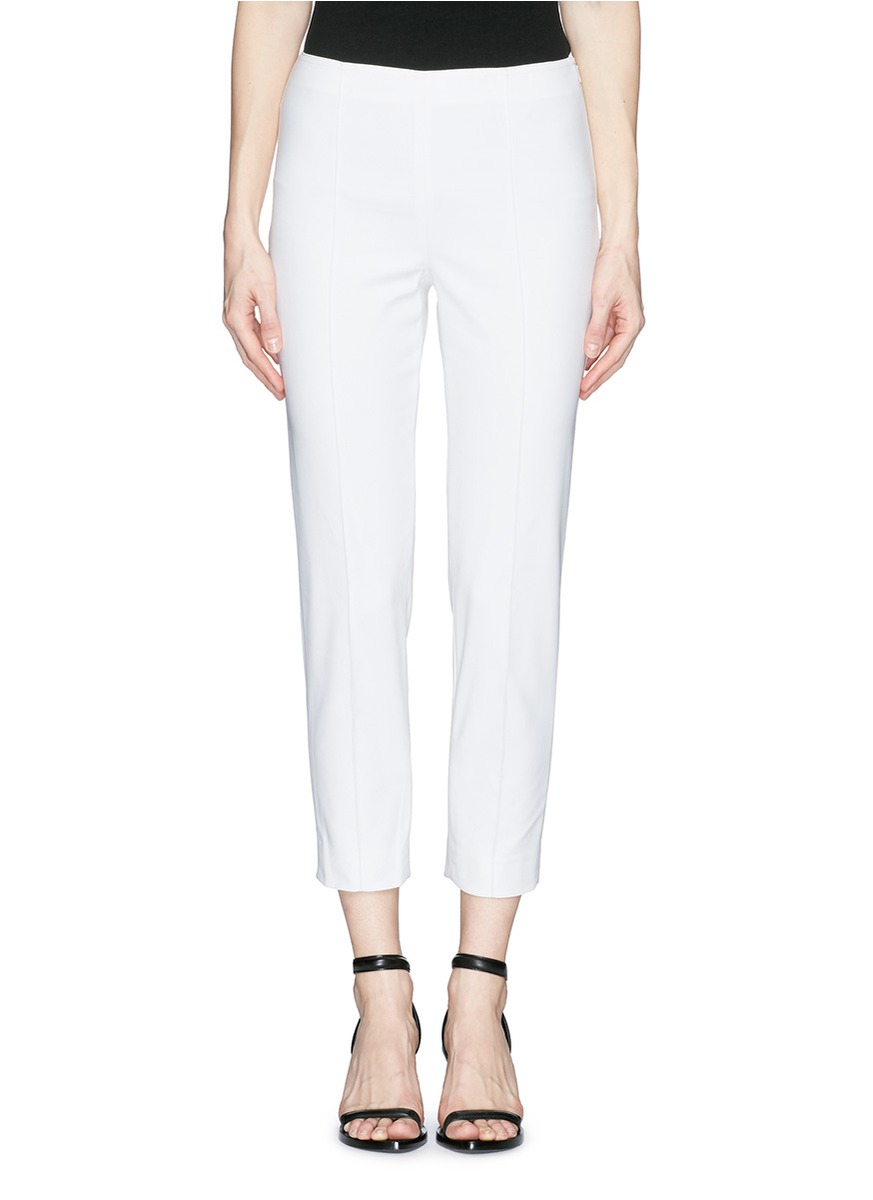 Lyst St. John French Seam Crepe Capri Pants in White