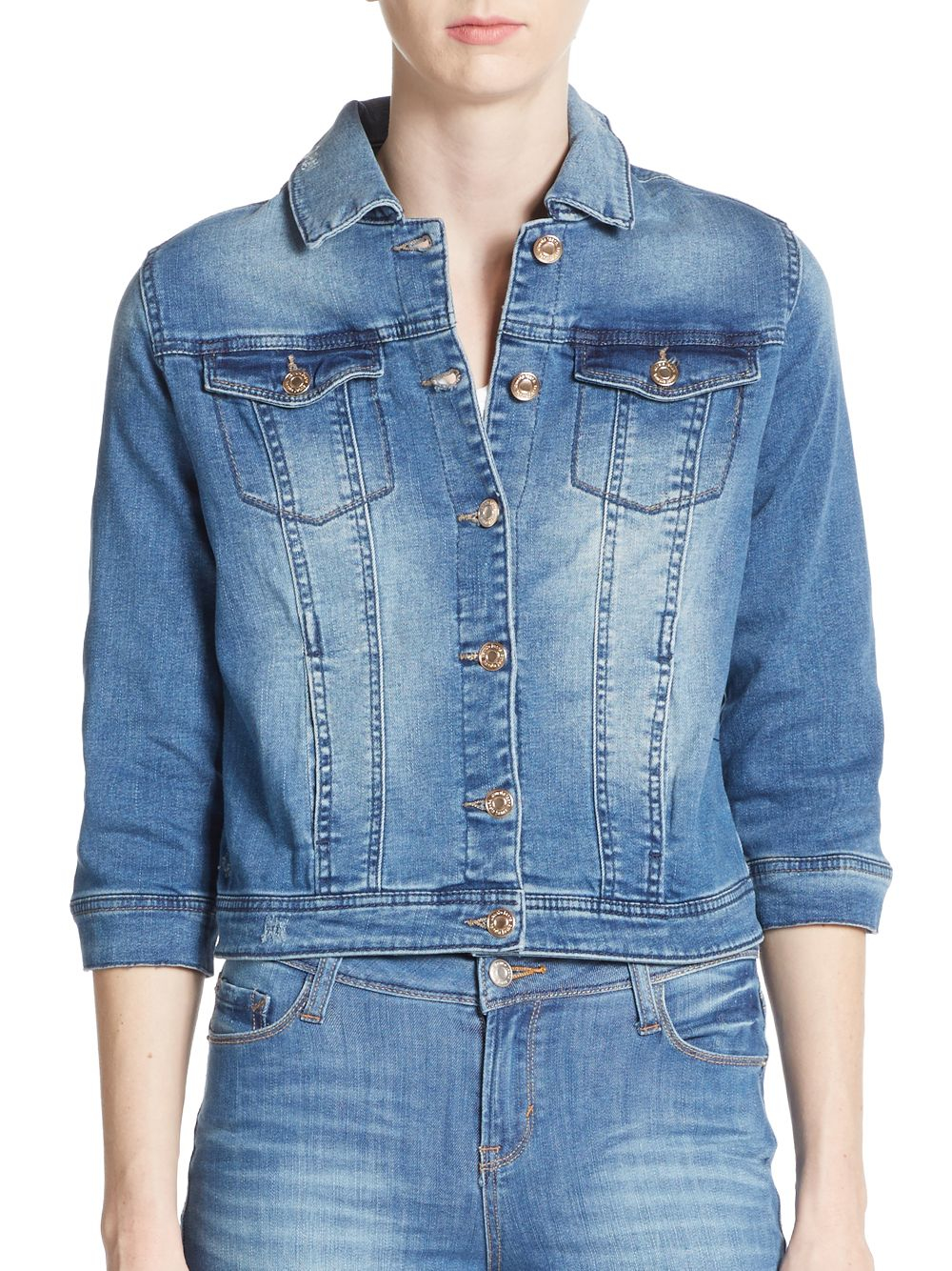 three quarter sleeve denim jacket