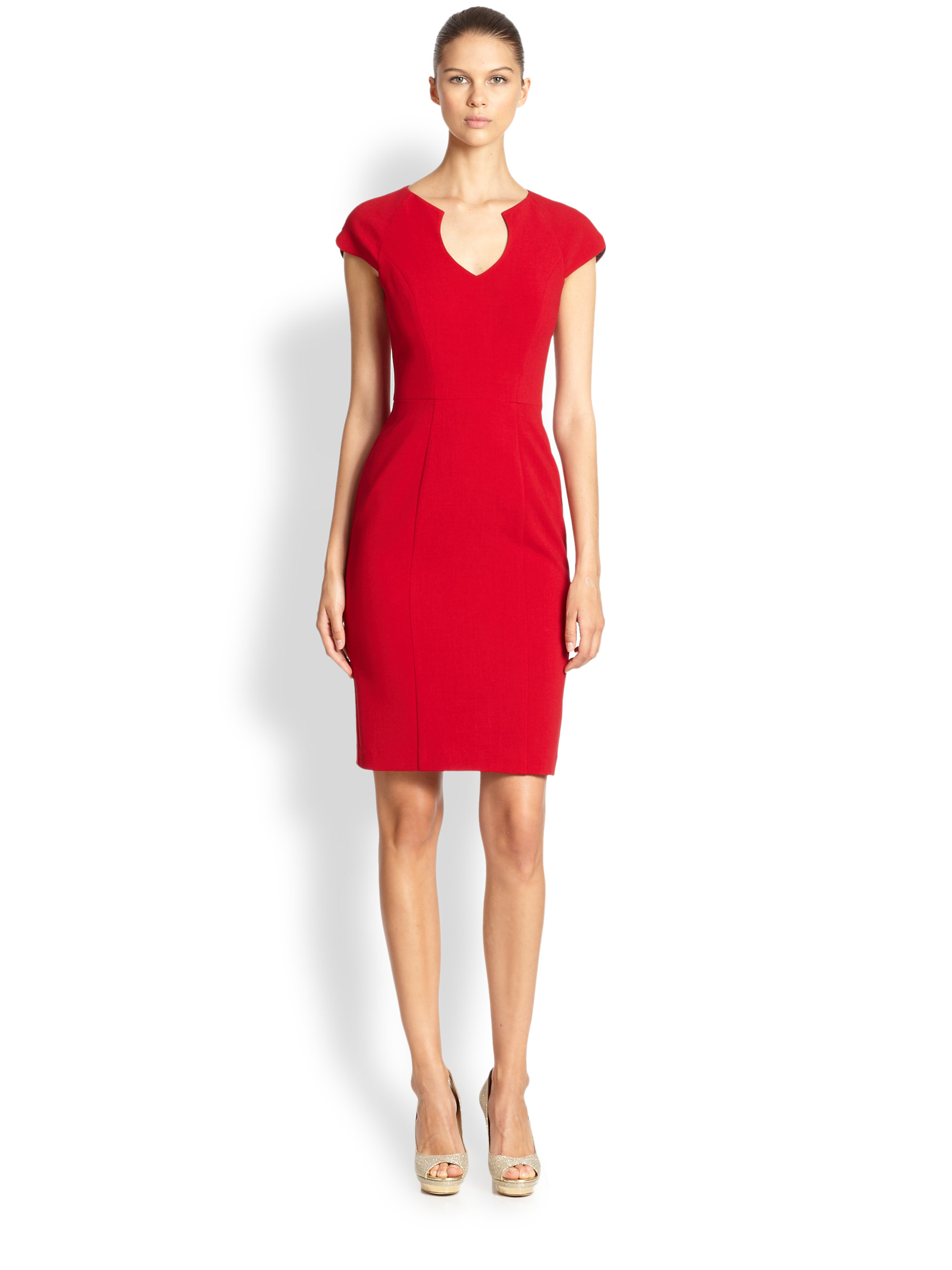 black halo red dress