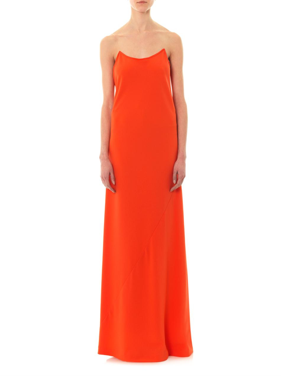 DKNY Illusion Vback Crepe Maxi Dress in Orange - Lyst