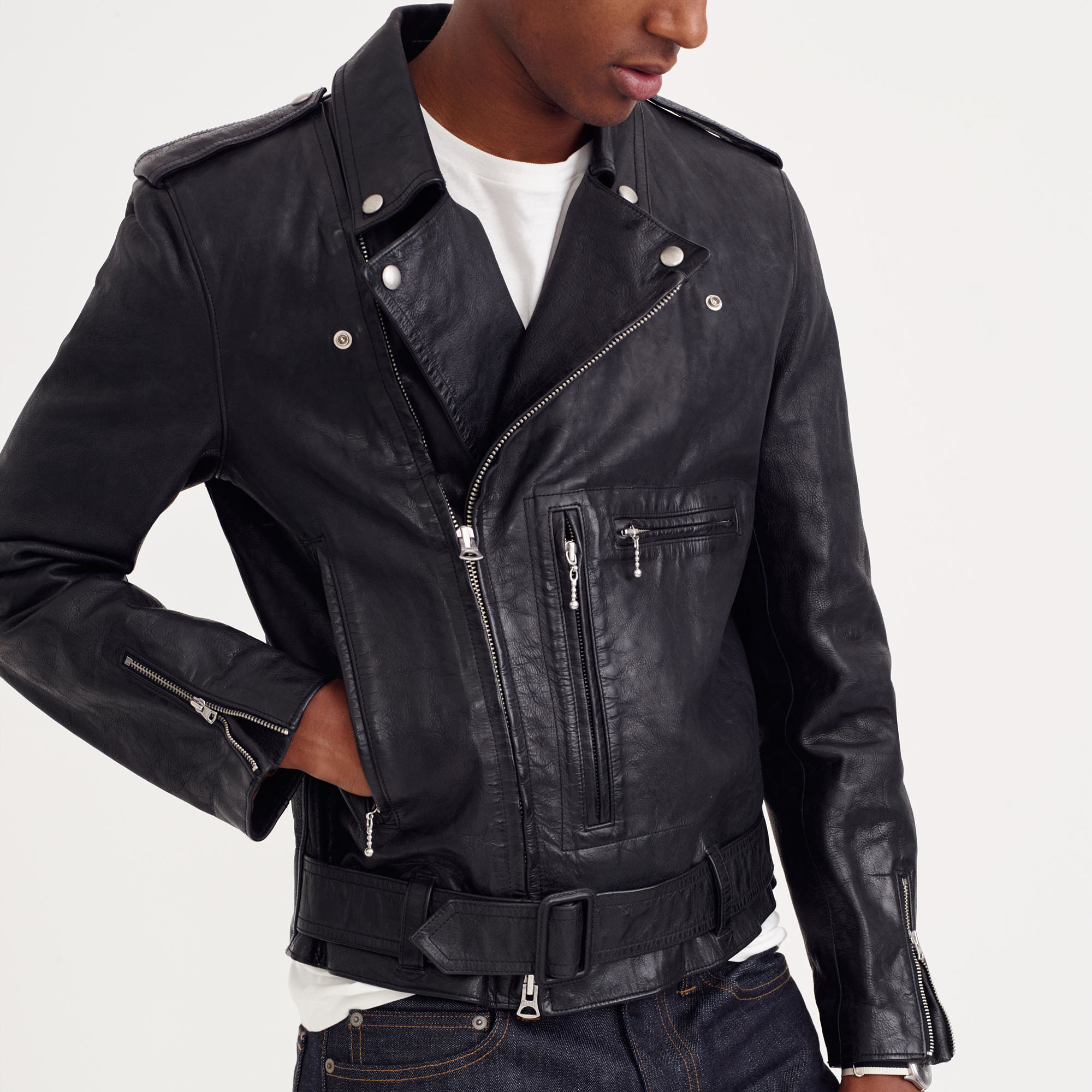 j crew black leather jacket